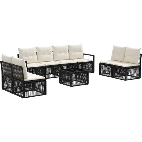 vidaXL Set Divano da Giardino 9 pcs Nero polyrattan