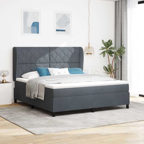 Cama tipo Box Spring Manual Gris oscuro 200 x 180 cm Terciopelo (1/5)