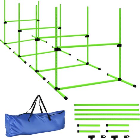 Agility Set Hunde 4-teiliges höhenverstellbar Agility-Ausrüstung mit 4 Hürden Tragetasche 99 x 65 x 94 cm Grün