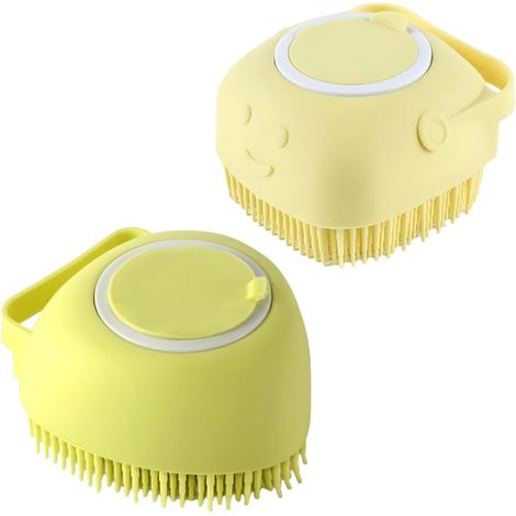 Brosse de toilettage pour chien - Rasoir pour sous-poil et brosse de bain pour chiens à poil court (Jaune) (1/5)
