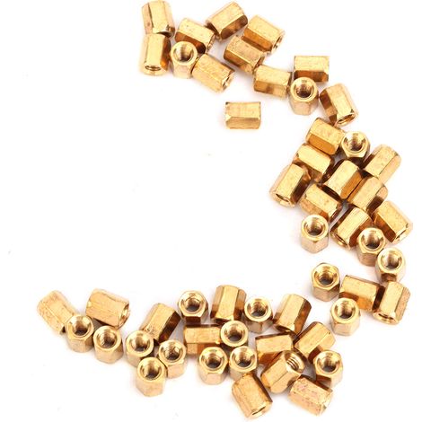 50 Pièces Entretoises Hexagonales Laiton M3 6mm pour Circuits Imprimés à Double Passage (1/5)