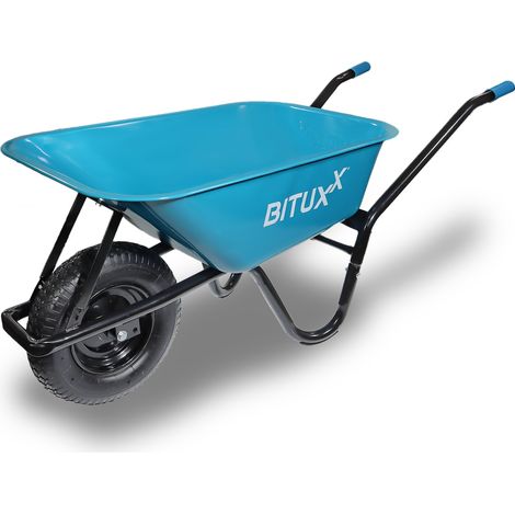 BITUXX Schubkarre 100L Schubkarren Schiebkarre Groß Scheibtruhe Bauschubkarre Blau mit Luftreifen und kugelgelagerter Achse bis 250kg (1/5)