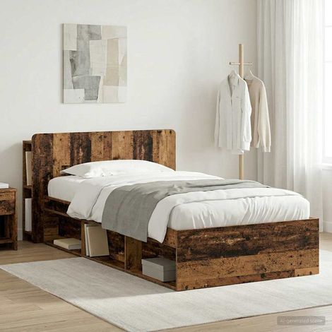 Cadre de lit avec rangement Bois ancien 90 x 200 cm (1/5)