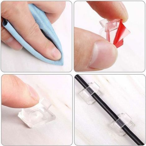 Mini Clips Pour Câble - Fixation Extérieure Avec Ruban Adhésif - Pour Guirlande Lumineuse - Lot De 100 Pièces (1/4)