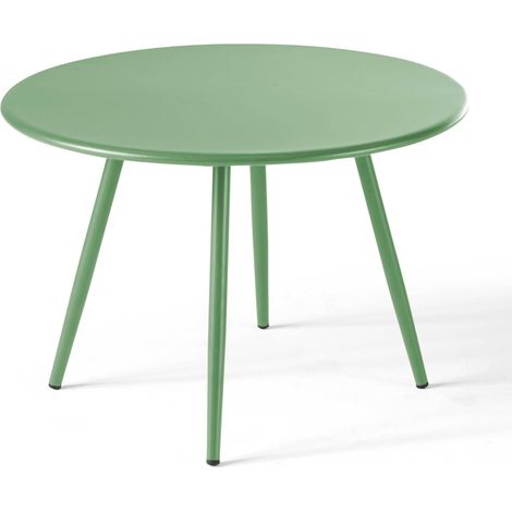 Table basse de jardin ronde en métal vert cactus 50 cm - Palavas