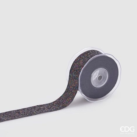 EDG Enzo De Gasperi Nastro Shineglitt. di Natale H 38 Mm L 10 Mt Black