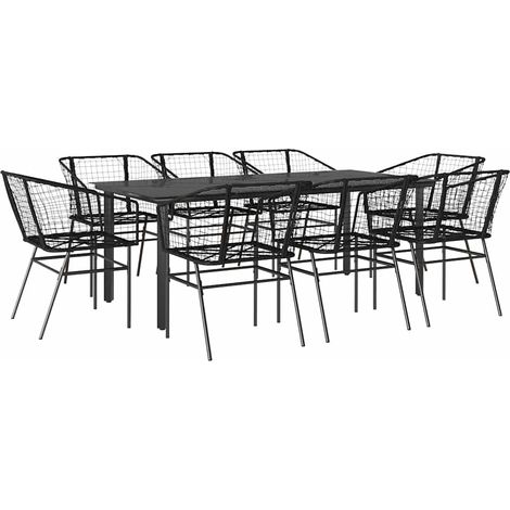 Maison Exclusive - 9-teiliges Garten-Esszimmerset aus schwarzem P