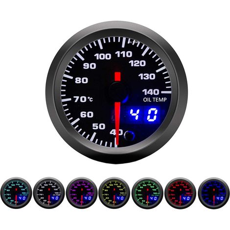 52mm pointeur de Moteur kit de Compteur jauge température d'huile Indicateur Lumineux LED 7 Couleurs Cadran Numérique Double d'affichage (1/5)