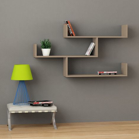Decortie Tibet moderne étagère murale présentoir gris moka L 119cm de large
