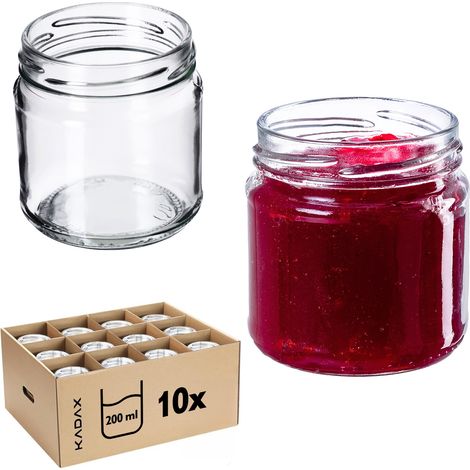 KADAX 10x Einmachgläser 200 ml, Glasgefäß für Einmachgläser, Marmelade, Honig, Weki