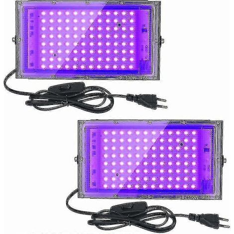 Due faretti/luci nere a LED UV da 100 W, impermeabili IP65, adatti per acquari, feste, dipinti al neon, poster fluorescenti e altri effetti luminosi. (1/5)