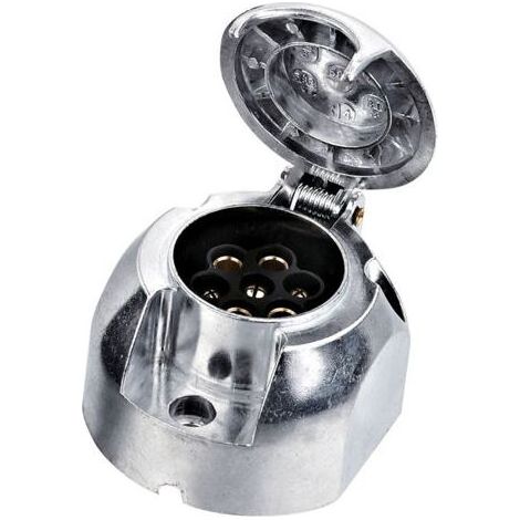 Prise Remorque en Métal 7 Broches, 12V Étanche Connecteur Prise Remorque en Métal 7 Broches Mâle, pour Caravane RV Voiture Bateau (Alliage d'aluminium) (1/4)