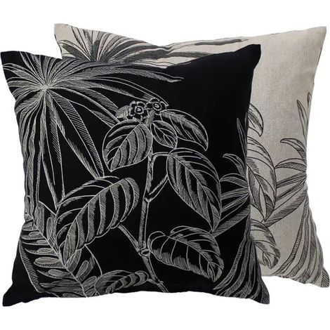 Coussin Déco Imprimé "Mambo" 40x40cm Noir (1/5)