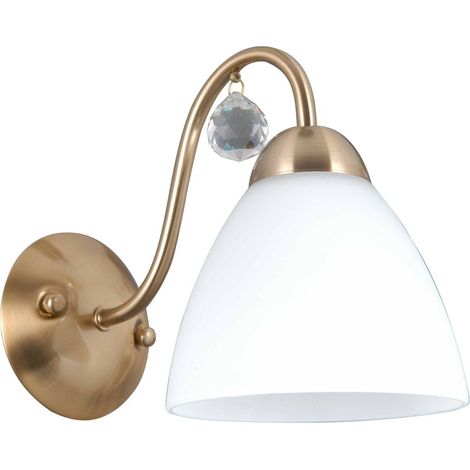 Applique Lugano Italux oro, vetro bianco cristallo E27 40W