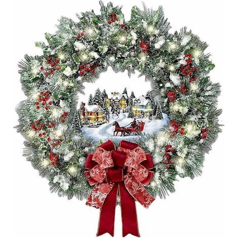 Autocollant De Noël 3D Couronne De Noël Styles Fenêtre Porte Verre Stickers Muraux pour La Décoration De Noël À La Maison,- Lefou (1/5)