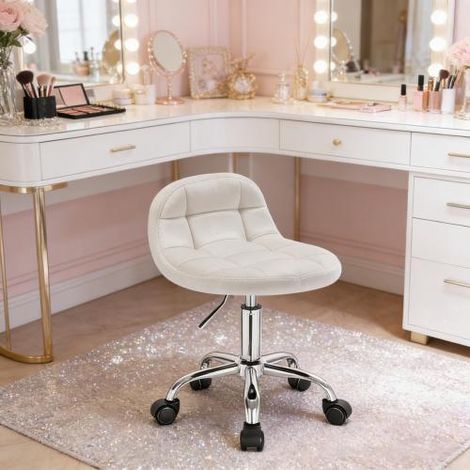 Chaise de bureau, fauteuil, tabouret de bureau à roulettes, chaise pivotante pour ordinateur ou coiffeuse (Chaises uniquement)