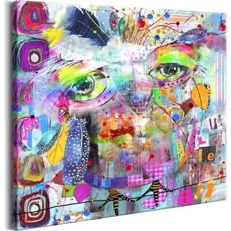 Tableau Imprimé "Colourful Owl" 40 x 40 cm (1/2)