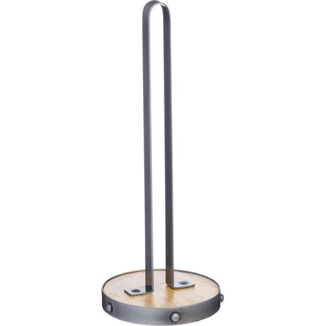 KitchenCraft Industrial Kitchen Porta Rotolo da Cucina in Metallo e Legno di Mango con Venature Naturali, Base Anti Rovesciamento, 31 cm x 12 cm (1/5)