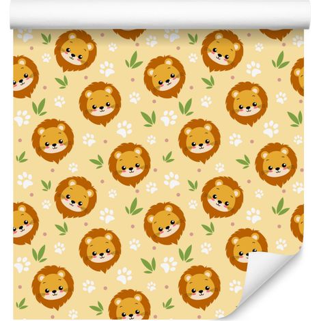 Papier peint Lions crème et or pour salon et chambre 50x1000 cm (1/5)