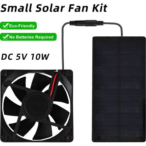 Ventilatore solare compatto per esterni - Pannello incluso, 3000 giri/minuto, impermeabile IP65, ideale per camper, serre, casa e animali domestici.