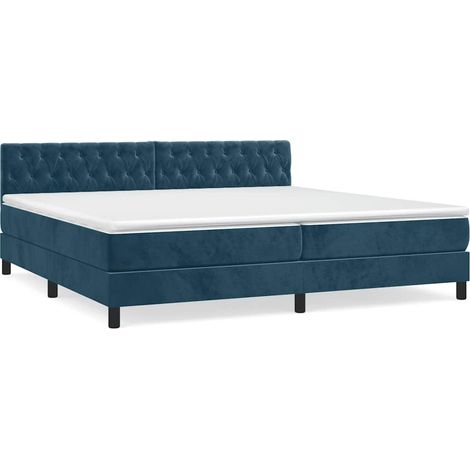 Maison Exclusive - Giroletto a Molle con Materasso Blu Scuro 200x200 cm in Velluto