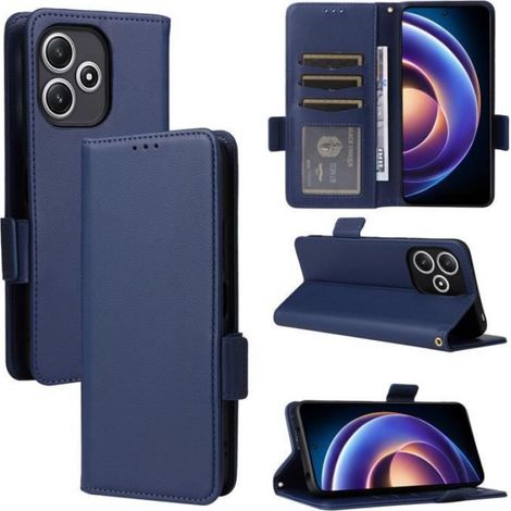 Etui Téléphone - Redmi 12 5G - Housse Portefeuille En Pu Cuir Avec Fonction Stand Et Fermeture Magnétique - Navy Blue - 1 Pièce (1/4)