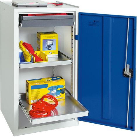 Stumpf Werkzeug- und Materialschrank Serie 3000 lichtgrau / enzianblau + 1 Schublade 100 mm + 2 Auszugsböden - 3001174 (1/5)