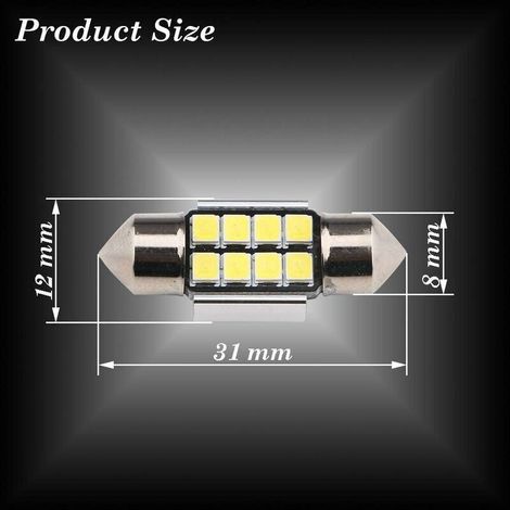 31MM Ampoule C5W LED Ampoule Navette LED avec 2835 8SMD 6500k pour Plafonnier de Voiture DC12V 10pcs (1/5)