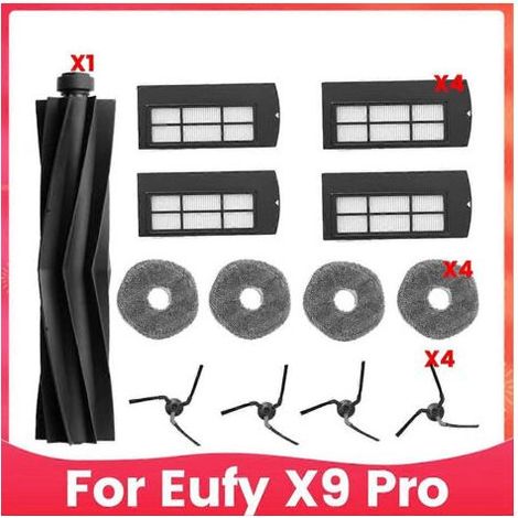 Ersatzteile kompatibel mit dem Eufy X9 Pro Saugroboter: Zubehörset inklusive rotierender Bürste, Filter und Seitenteilen. (1/5)