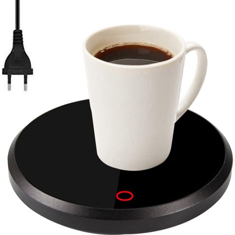 Chauffe-tasse à café avec arrêt automatique, chauffe-tasse électrique pour bureau, chauffe-thé/bougie/thé, chauffe-lait/cire à bougie, avec plaque chauffante en verre trempé et corps en métal (1/5)