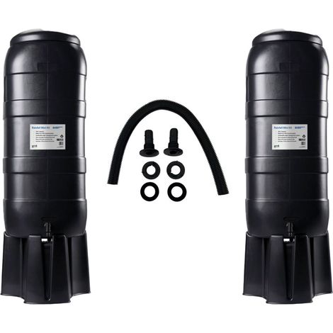 2 x 100L Slim Water Butt Kit with Stand & Diverter � Black