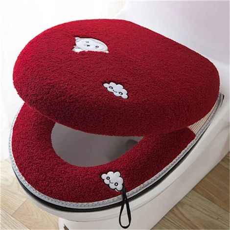 Housse siège WC lot de 2 rouge nettoyage rouge - Set de (1/5)