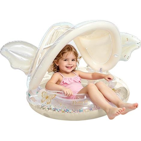 Baby-Pool-Schwimmhilfe – Aufblasbarer Wasserstuhl, abnehmbares Sonnendach, verdickter, kippsicherer Sitz, Kinderschwimmhilfe – für 3–48 Monate, Jungen und Mädchen, für drinnen und am Strand (1/5)
