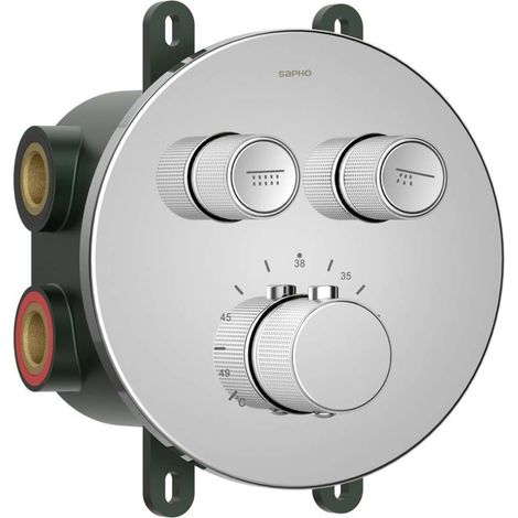 Sapho Smart Select - Grifo de ducha termostático empotrado, para 2 dispositivos, con cuerpo, cromo RP032 (1/3)