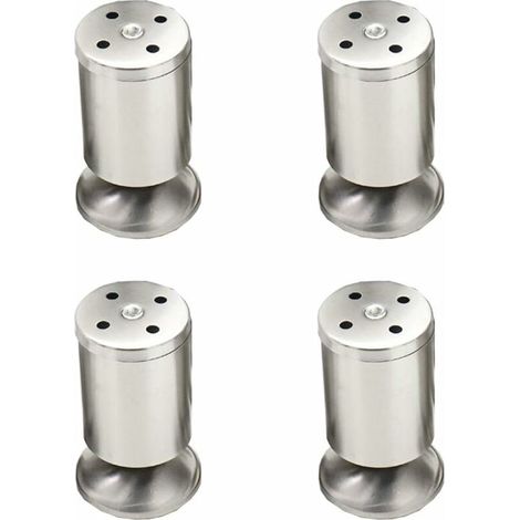 4 Pieces Furniture Legs 50 x 100 mm Brushed Stainless Steel Adjustable Furniture Legs with Rubber Mat for Furniture Sofa Cupboard Table (1/5)