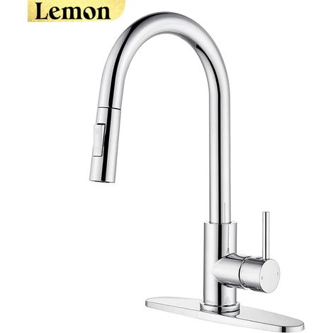 Robinet de cuisine extractible en or brossé (dépoli) (1/5)