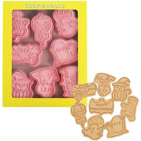 8 Pièces Emporte-pièces 3D Halloween Thanksgiving Moules à Biscuits Presses Manuelles Tampons à Pâte (1/5)