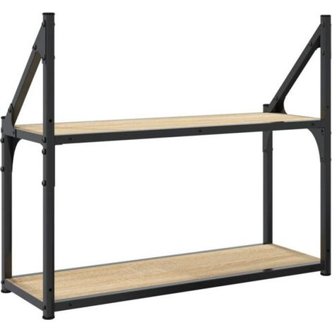 Étagère Murale - 2 Niveaux - Chêne Sonoma - 60 x 21 x 51 cm - Pour Salle De Bain Salon Chambre - 1 Pièce (1/5)