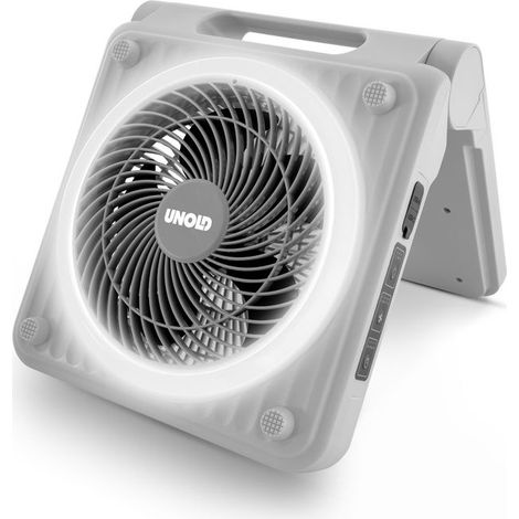 Unold SOLARVENTILATOR CAMPING 86517 Ventilatore portatile Diametro 20 cm 5 velocita' Batteria LiPo 24 h autonomia Ricarica USB 5 h colore Grigio