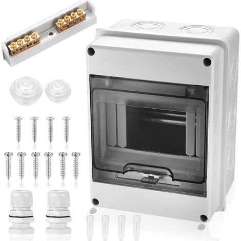 Coffret Electrique Etanche Exterieur IP65, 5 Modules Boîte de Distribution, 5 Voies Boitier Electrique Etanche Exterieur, Distributeur Boite de Boitier de Jonction avec Bornes (1/5)