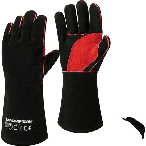 Guantes de soldadura, resistentes al calor, construcción duradera, 7,5 pulgadas x 16 pulgadas, 2 mm (1/5)