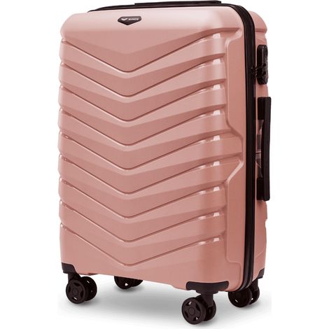 Maleta mediana Wings PHOENIX 2.0 de polipropileno de 24" color oro rosa.