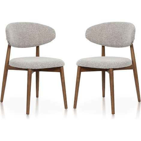 Lot de 2 chaises Skandi couleur noyer et assise en tissu chiné (1/5)