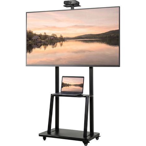 Support TV mobile de 32 à 75 pouces avec hauteur réglable et étagère (1/4)