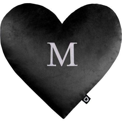 Coussin en velours VE2219  cœur noir