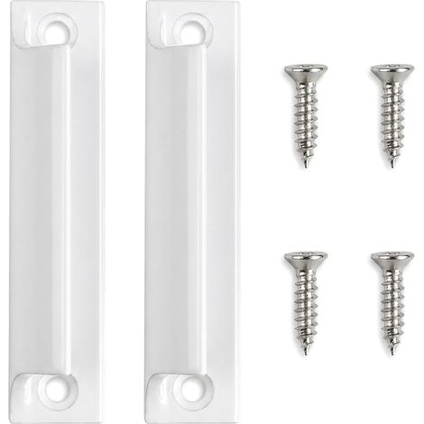 Poignée Porte Coulissante, Poignées de Meuble en Aluminium, Blanc, Poignée de Porte Extérieure, Griffes pour Armoire et Tiroir, avec Vis de Fixation, Entraxe 76 mm (1/5)