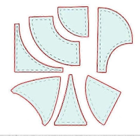 Kit de 7 pièces pour patchwork, comprenant des gabarits en acrylique et des drapeaux de table. (1/4)