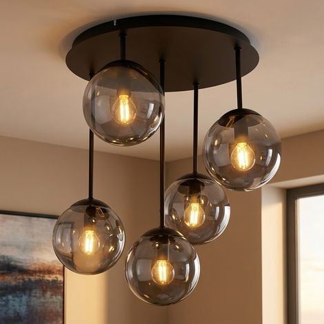 Deckenlampe Deckenleuchte Wohnzimmerlampe 5-flammig Champagner Metall H 51 cm (1/5)