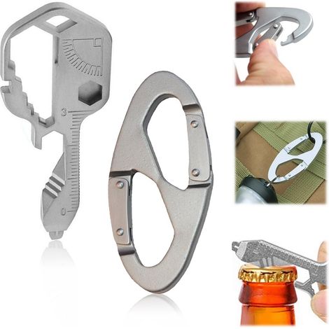 Clé multifonction 24 en 1, Mini clé portable en acier inoxydable, Tournevis de ceinture, 1 porte-clés en forme de 8 pour sports de plein air (1/5)