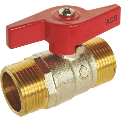1 vanne à sphère,double mâle 3/4",manette papillon,laiton cw617n,joints toriques,eau chaude et froide (1/5)